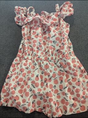 Tea Collection Linen Orange Print Romper